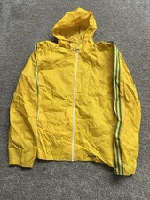 Vintage 70's Adidas Rain Jacket Windbreaker Yellow Trefoil Made In France XL