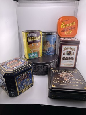 Collection Of 7 Vintage Hershey Chocolate Tins And Box