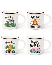 Best Nefelibata Camping Coffee Mug Set of 4 Happy Campers Campfire Tea Cups for