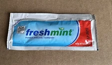 (250 PACKETS) FRESHMINT TOOTHPASTE 0.28 oz PACKETS TRAVEL/CHARITY/ADA APPROVED