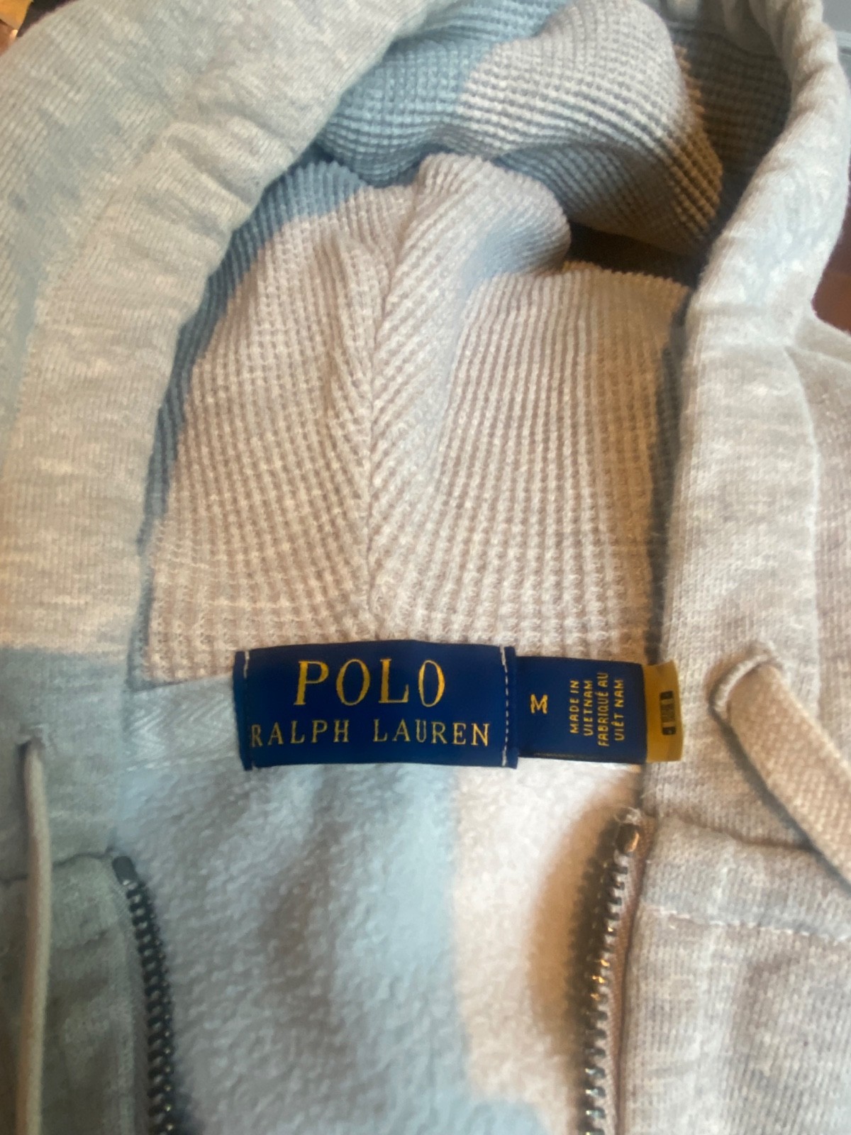 Men's POLO Ralph Lauren Double-Knit, Grey, Hooded Zip Sweatshirt, S/M, RRP: $145 image 2