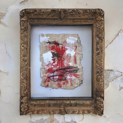 Original Mixed Media Abstract Art ''Immigration 2024'' On 1800s Atlas Page