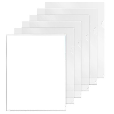 6 Clear Plastic Folders 8.5x11, File Sleeves For Storage Protection