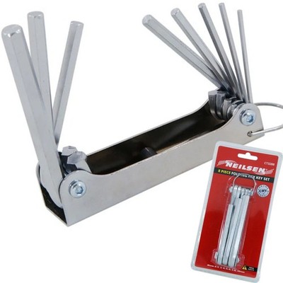 8-TEILIGES KLAPP-SECHSKANTSCHLÜSSEL-SET 2,5 3 4 5 6 7 8 & 10 mm INBUS WERKZEUG MASCHINE GARAGE DIY