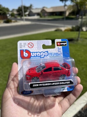 Bburago BRAND NEW 2008 Mitsubishi Lancer Evolution 10 /  Red / 1/64 scale