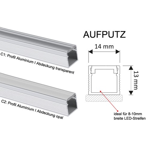 LED Aluprofil 2m 1m Aluminium Profil Alu Leiste Schiene LED Stripes schwarz weiß - Bild 4 von 20