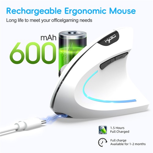 Vertical Mouse Ergonomic Rechargeable 2.4G+ BT Wireless Mice Silent Office Mouse - Picture 14 of 27
