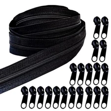 10 Yards Zipper Repair Kit for Upholstery Sewing with 20 Zipper Sliders and Pull
