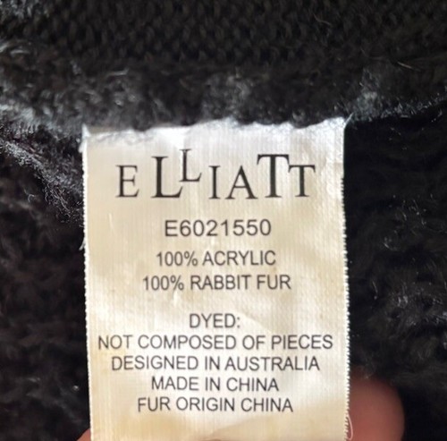 Elliatt Ladies Vest Size M Black Grey Knit Rabbit Fur Sleeveless Gillet Classic - Picture 9 of 10