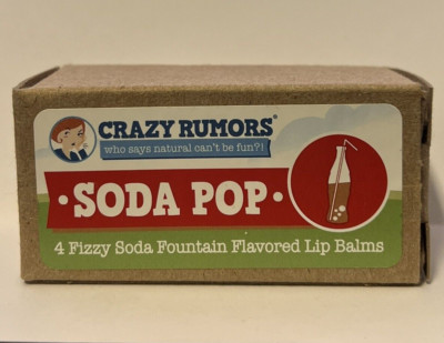 Crazy Rumors SODA POP 4 Fizzy Soda Fountain Flavored Lip Balms .6 oz. (1 Pack)