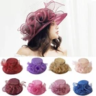 Wide Brim Fascinator Kentucky Derby Sun Hat Women Wedding Tea Party Church Cap
