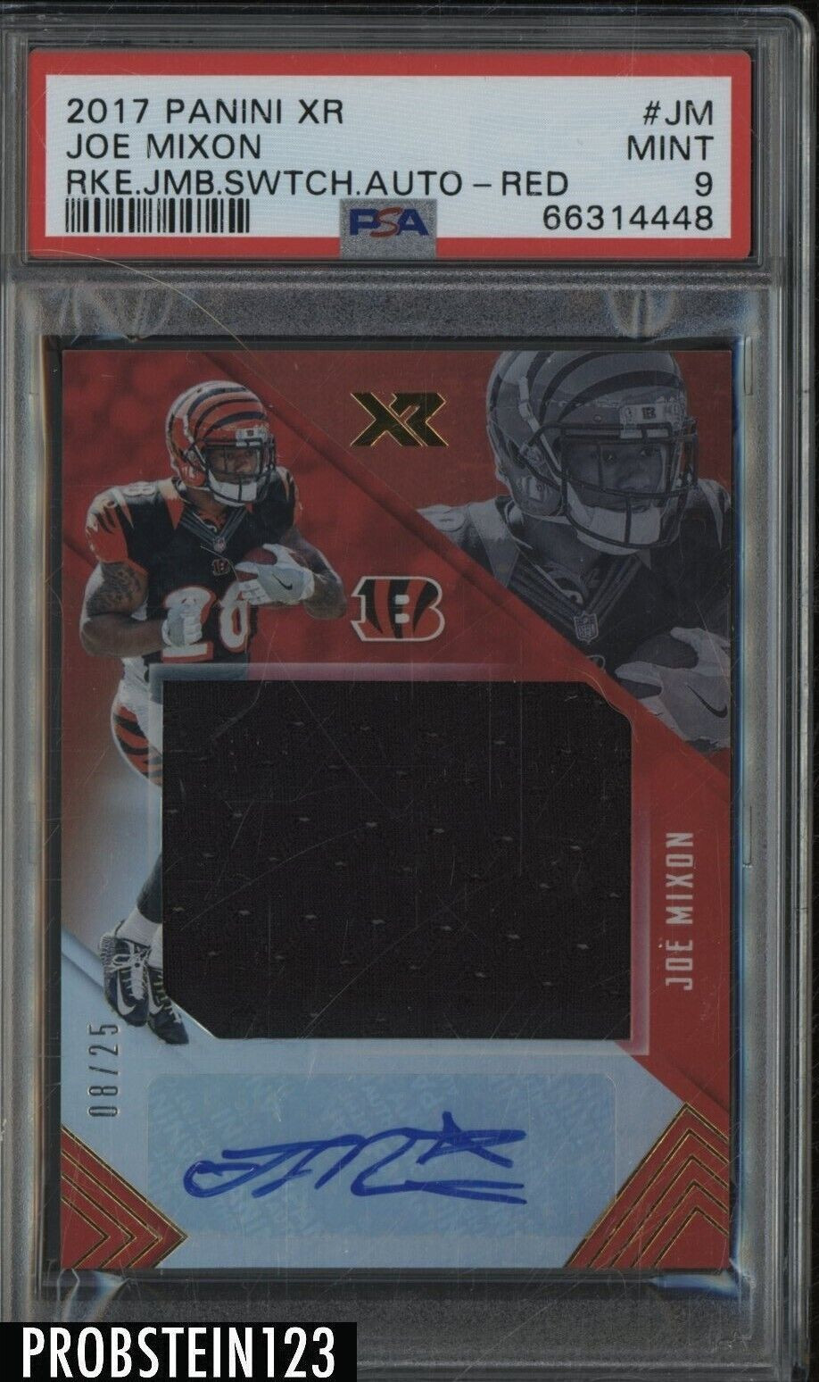 Joe Mixon Panini XR Rookie Jumbo Swatch Autograph #JM Red