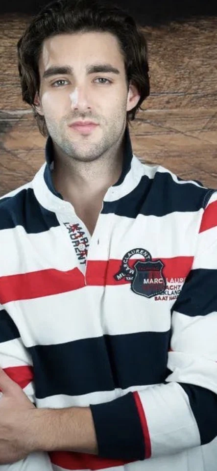 Marc Laurent Long Sleeves T-Shirt for Men or Women, Black White & Red Strips, L - Image 2 of 4