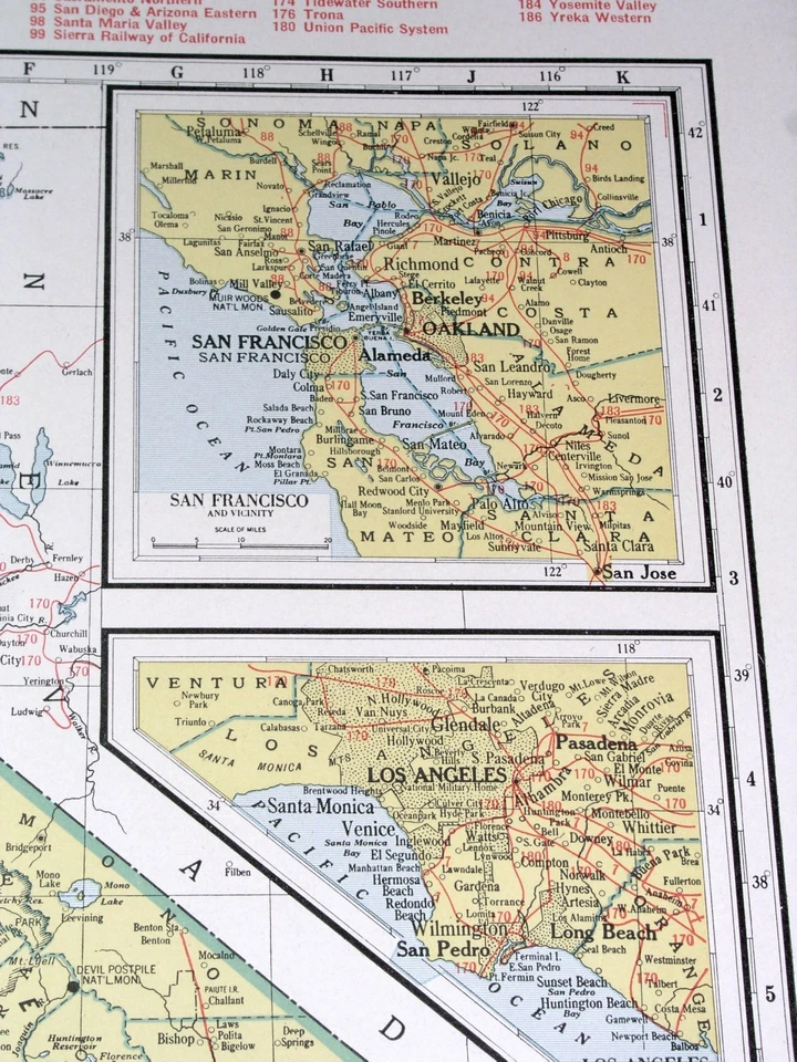 Mapa de California/Arkansas 1943 vintage de la Segunda Guerra Mundial Foto 4 de 4