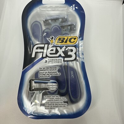 Bic Flex 3 Men's Disposable Shaving Razor Flexible Blades Sensitive Skin 4 ct