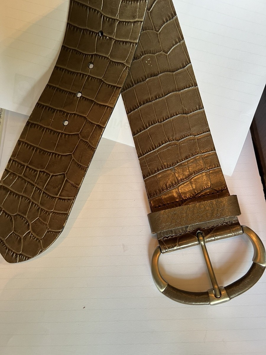 Banana Republic Wide Waist Croc Leather Belt Size S Brown 29-33” Waist Italy Banana Republic Wide Waist Croc Leather Belt Size S Brown 29  main image 3