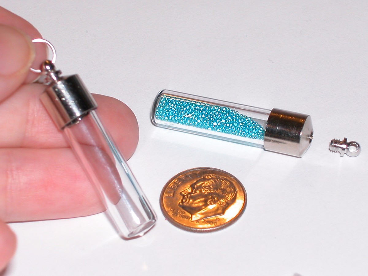 1 Grande Vite Tappo Tubo Vetro Bottiglia Flacone Ciondolo Per