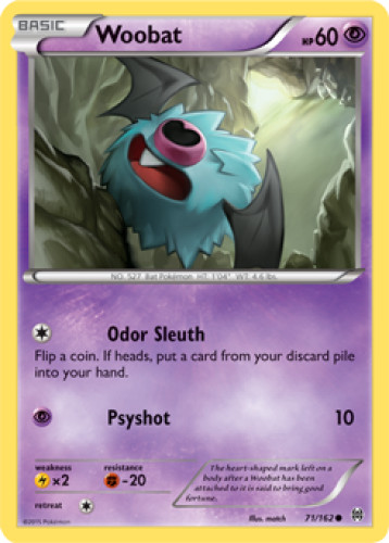 1x Woobat 71/162  XY BREAKthrough Pokemon TCG Card LP