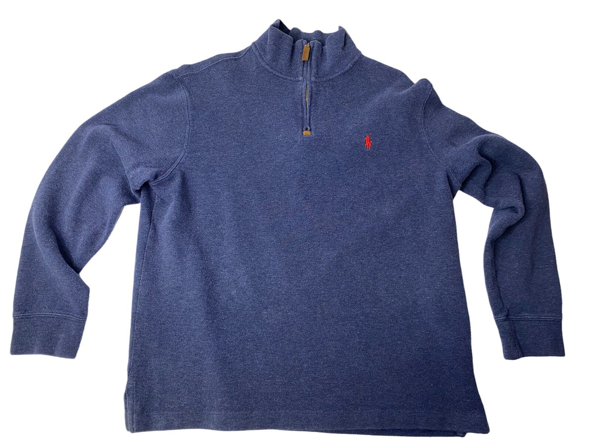 Polo Ralph Lauren Men's Large Blue 1/4 Zip Blue Pullover Sweater