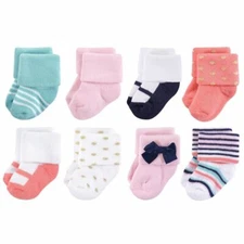 Little Treasure Terry Socks, 8-Pack, Coral Sparkle