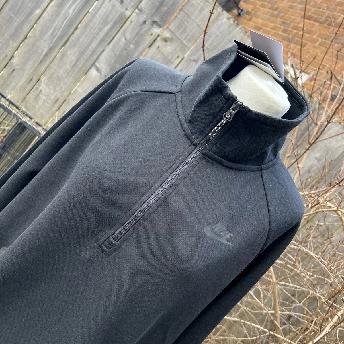 NWT Womens Nike Tech Fleece 1 4 Zip Top Black Jumper Sweatshirt DM6125 010 XL