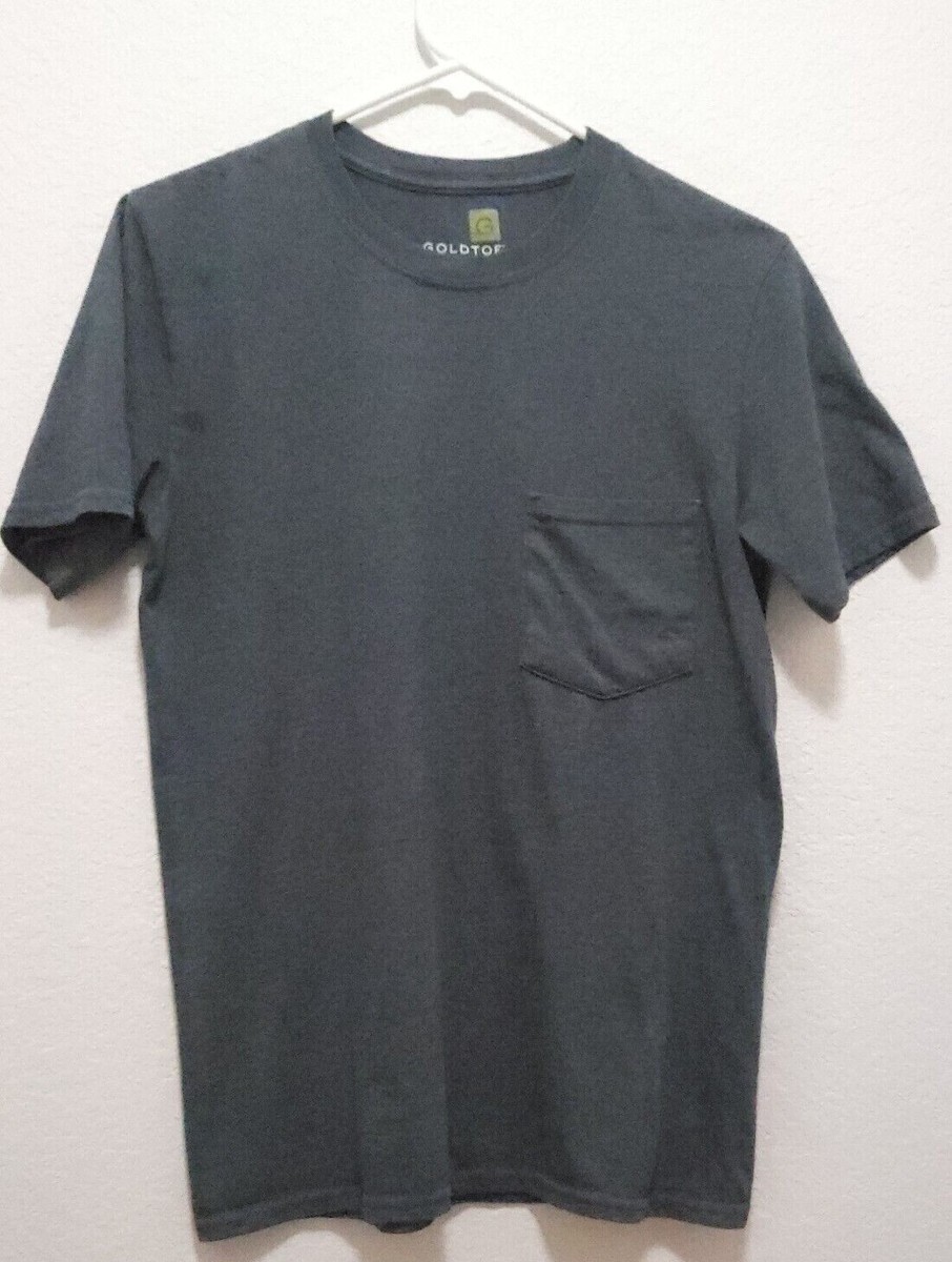 Gold Toe T Shirt Mens Short Sleeve Gray S Crewneck Tee Cotton mix With  Pocket