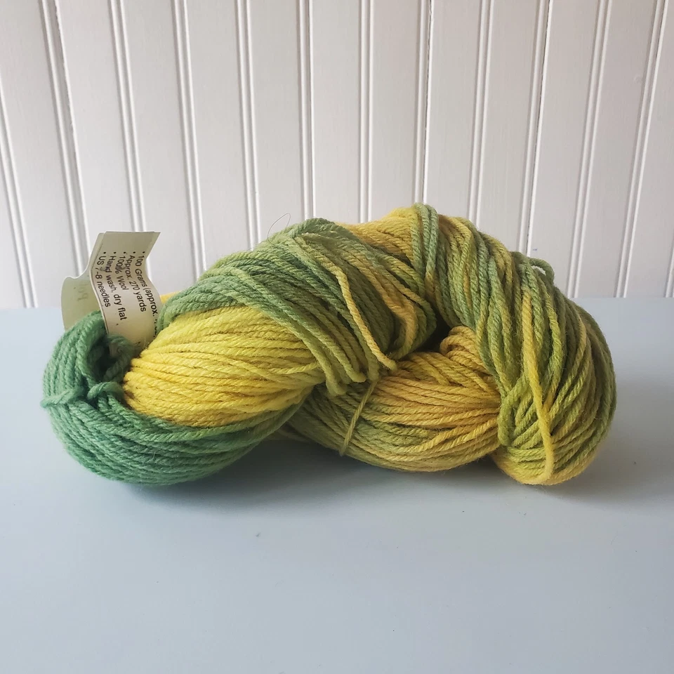 Potluck Hand Dyed Yarn 100% Wool Worsted Yellow Green NEW GRASS Cherry Tree Hill - Image 4 of 4
