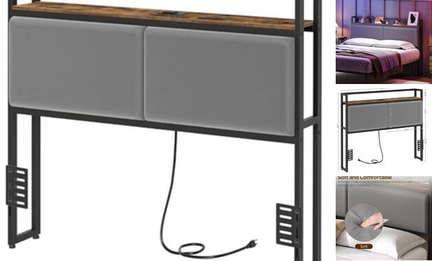 Size Headboard, Upholstered Head Board with Charging Station, Headboard Queen-image