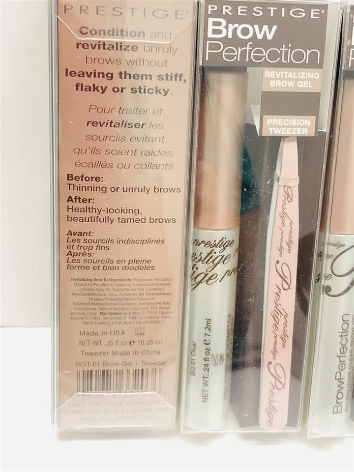Lot of 6pcs Prestige Brow Perfection Revitalizing Clear Brow Gel+Tweezer Set - Image 3 of 4