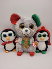 3 Ty Beanie Boos - 2 with tag - Silk MAC Mouse - Penguin North - Penguin Freeze