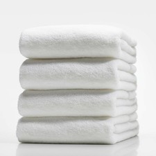 SET OF 4 NEW WHITE HOSPITALITY 100 COTTON THICK HOTEL QUALITY BATH TOWELS