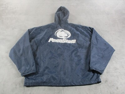 Vintage MV Sport Penn State Jacket Mens XL Nylon Full Zip Hooded Blue Rain