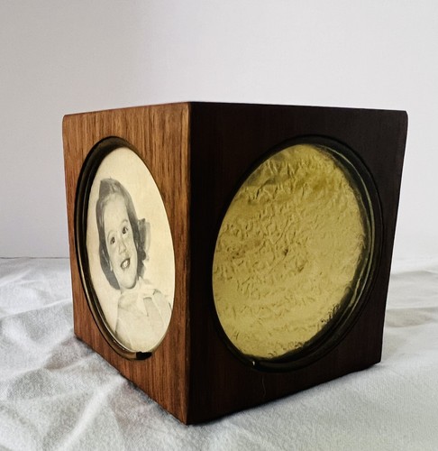 Vintage Rothschild Photo Cube, Walnut, Solid American Frame Block, Gift