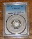 1954-D Franklin D. Roosevelt FDR Silver Dime 10 Cents PCGS MS65 Certified Coin
