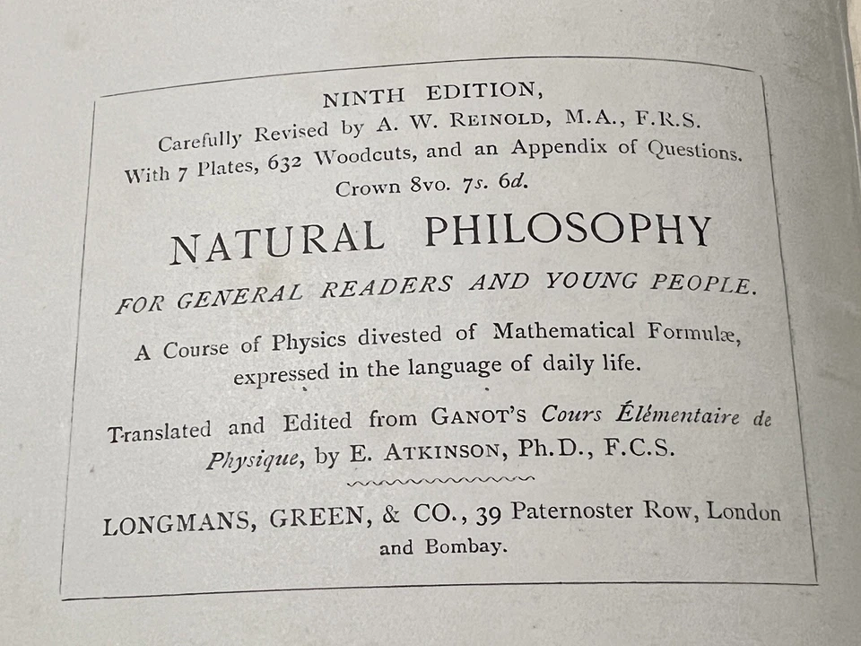 Book: Rare Vintage 1902 Ganot’s Physics (Experimental & Applied), 1150 Pages - Image 4 of 4