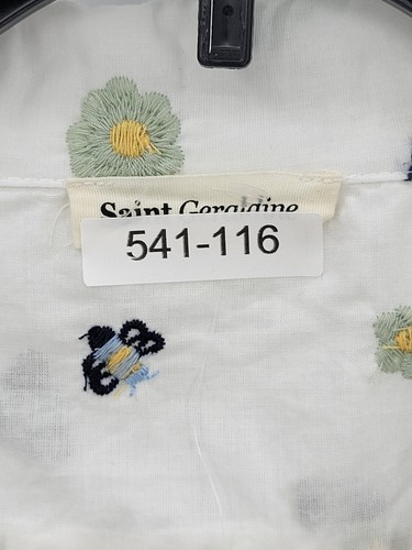 Saint Geraldine Top Damen XL weiß bestickt Hummel Blumen Kurzarm - Bild 11 von 11