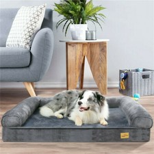 Deluxe Pet Sofa Dog Bed Pillow High Bolster Fleece Lining Waterproof Pet Cushion