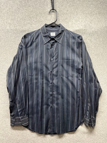 Armani Collezioni Dress Shirt Mens Size Large Button Up Long Sleeve Blue Striped