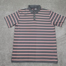 Callaway Polo Shirt Mens 2XL XXL Gray/Orange Striped Opti-Dri S/S Stretch Golf