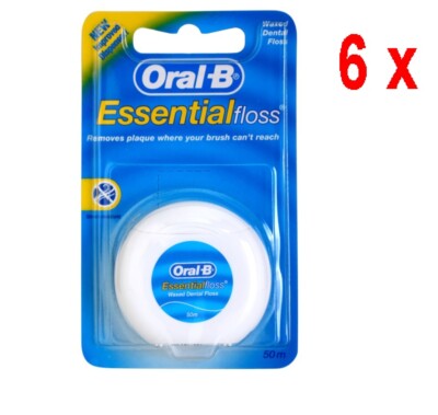 0,08  /m - 6er Pack Oral-B Gewachste Zahnseide - 50 Meter