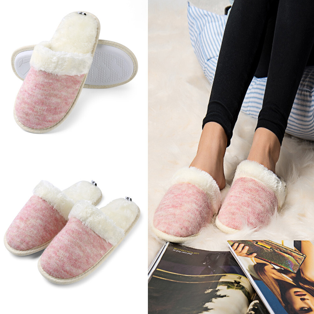SAOLA Pantofole slip on da donna rosa peluche morbide e calde lavorate a maglia twill suola morbida scarpe da interno