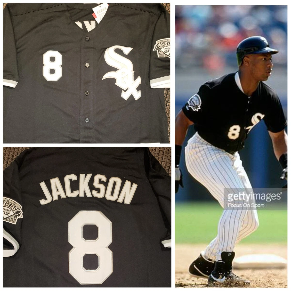 Retro Bo Jackson Chicago White Sox #8 Black Mens Large Baseball