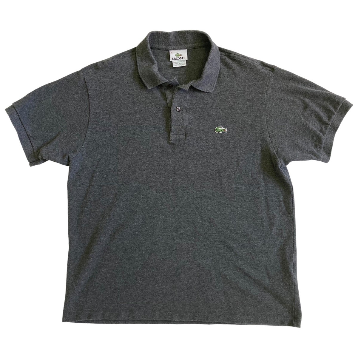 Medium Lacoste Size 5 Grey Short Sleeve Polo Shirt W/ Small Hole