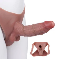Silicone Pants With Realistic Hollow Dildo Wearable Penis Sleeve Male Sex Toys