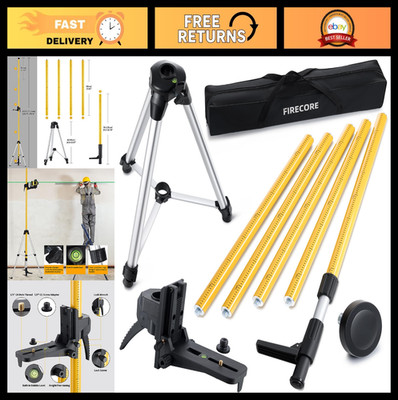 12 Ft Laser Level Pole with Tripod & Mount - Adjustable Telescoping Laser Stand