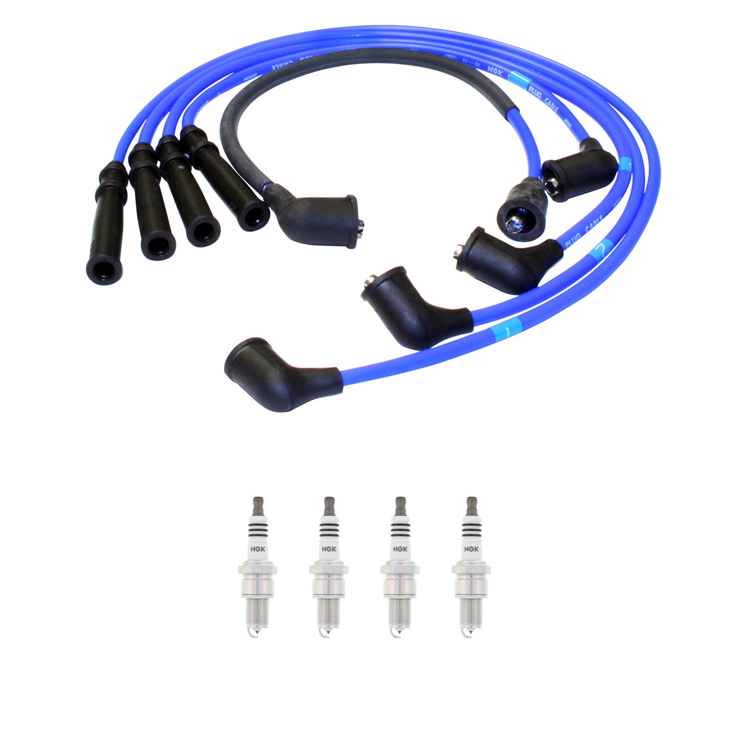 NGK 7mm Wire Set 4 Iridium Spark Plug Kit For Mazda B2200 4L W/ Gap 0.032 87-93