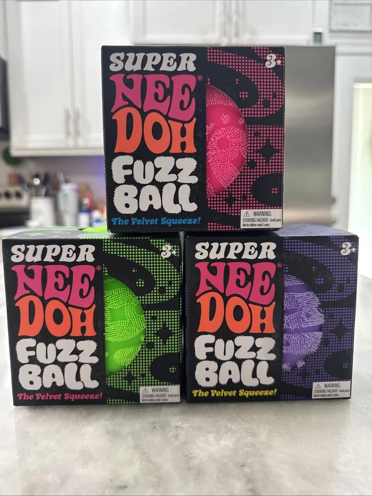 Schylling NeeDoh Super Fuzz Ball XL Velvet Squeeze Fuzzball Authentic