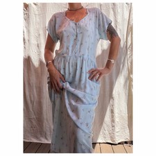Vintage 1940s Powder Blue Floral Nightgown