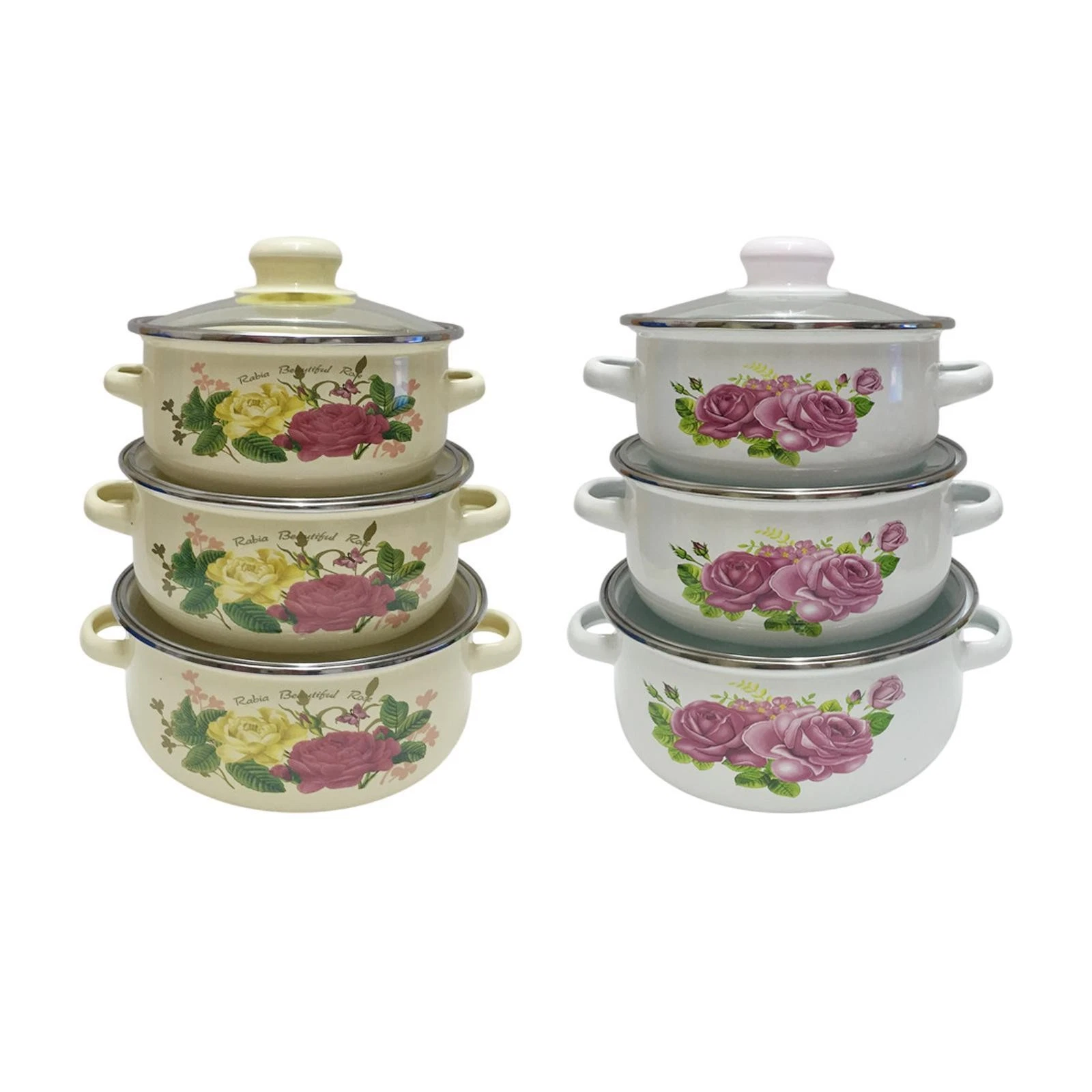 3Pcs Pumpkin Enamel Stew Pot Cooking Pot Easy to Clean Portable Comfortable