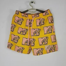 MTV Swim Trunks Board Shorts All Around Logo Print Adult Size Medium M EUC